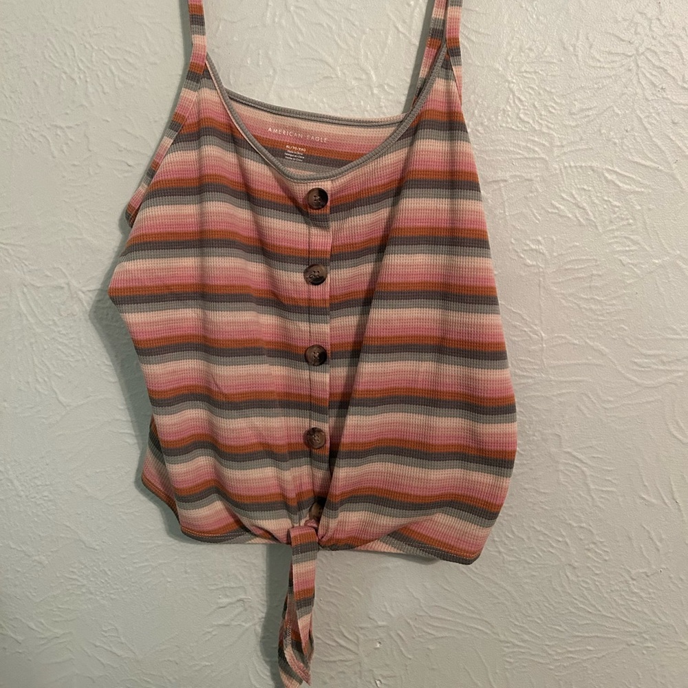 American eagle stripe tank top, multi color tie